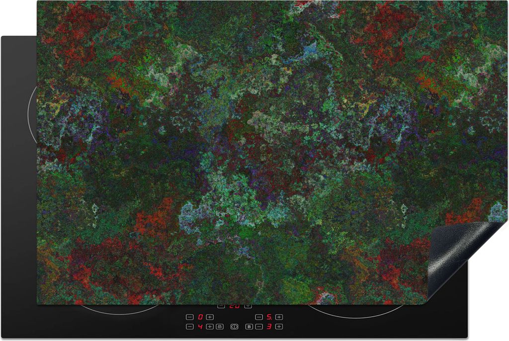 KitchenYeah Herdabdeckplatte Muster - Farbe - Abstrakt - Grün , 81x52cm, Küche Deko, Glaskeramikkochfeld Herdabdeckung, Abdeckplatte fùr Kochfeld