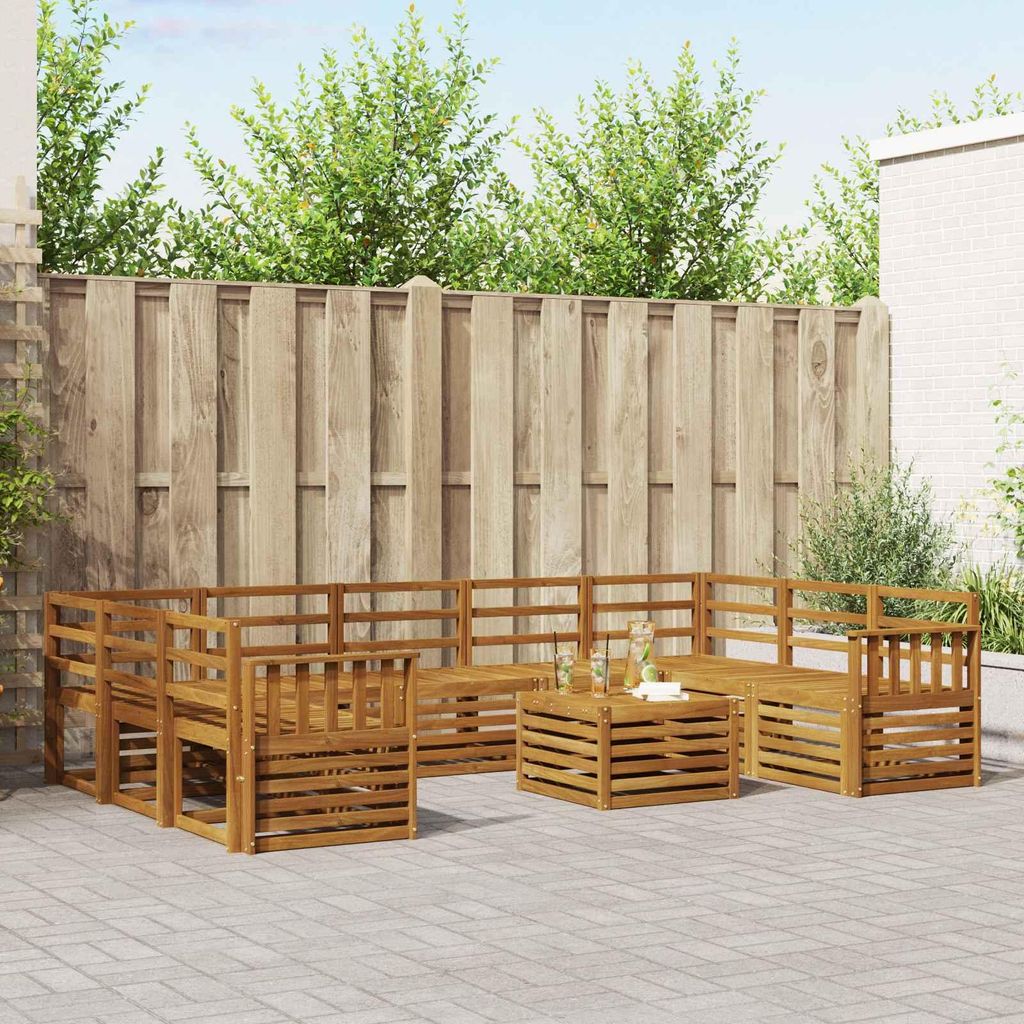Sofagarnituren - VIDAXL - Terrassen-Sofa - 10 pcs - Natur Massivholz Akazie