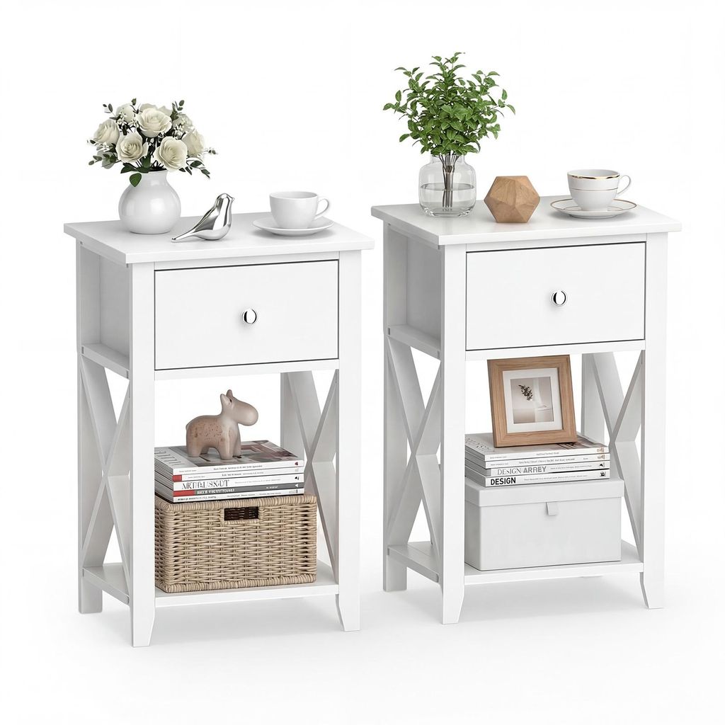 Set di 2 tavolini a forma di X COSTWAY, comodino moderno Immagine del prodotto 