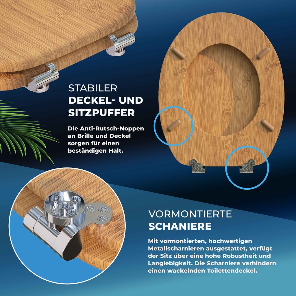 CASARIA® Toilettendeckel mit doppelter Absenkautomatik MDF Produktbild 5