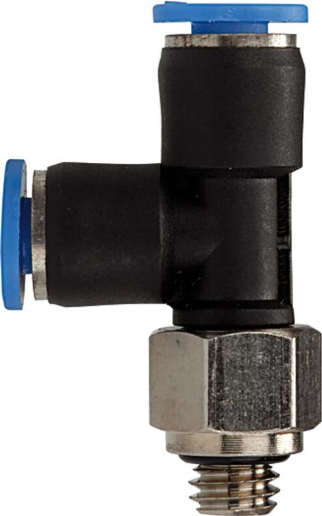 Riegler T-Steckverschraubung »Blaue Serie« mini, L-Form, drehbar, M5, PD-56