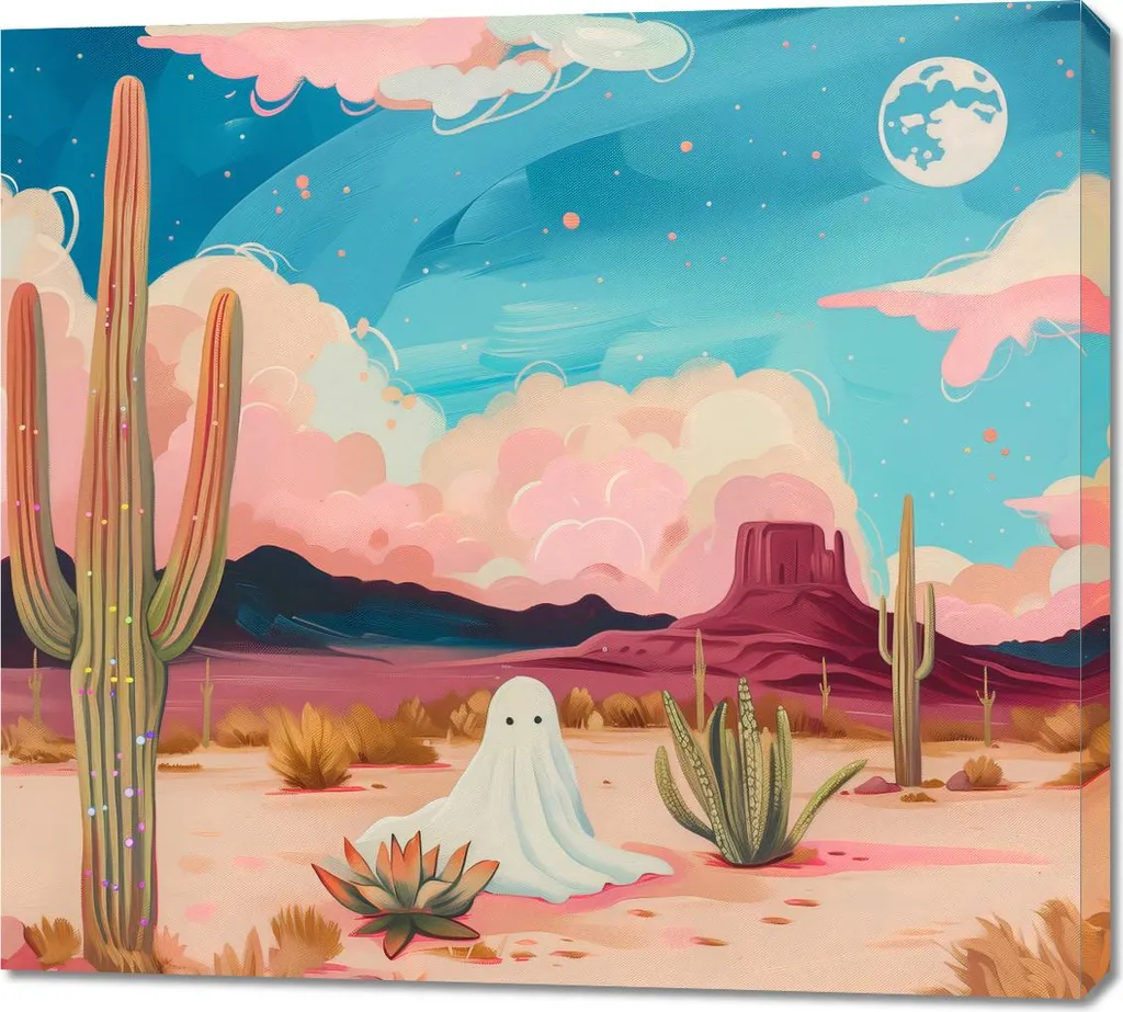 Quadro 100x90cm Spirito tra i Cactus | Arredo Parete Moderno Tela