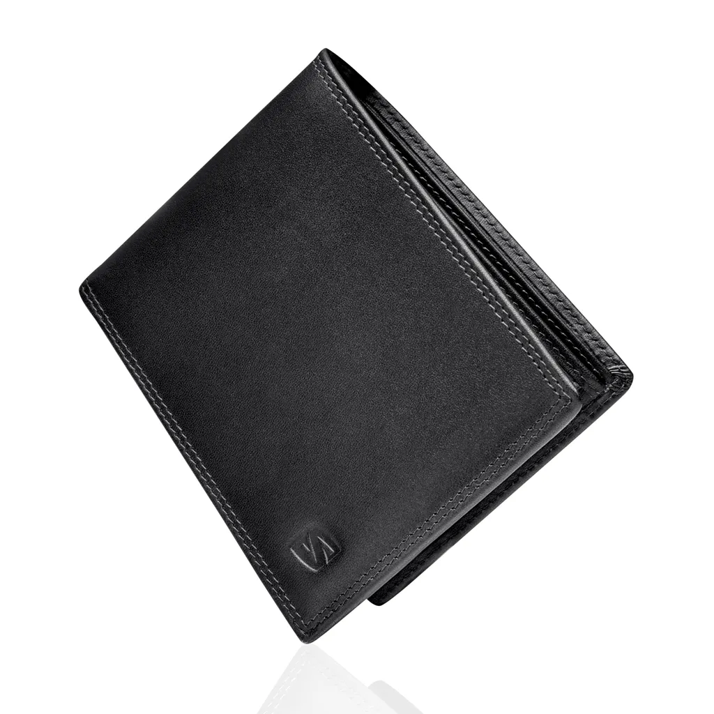Portefeuille en cuir noir de 12.5cm pour homme - Modèle Space SERASAR