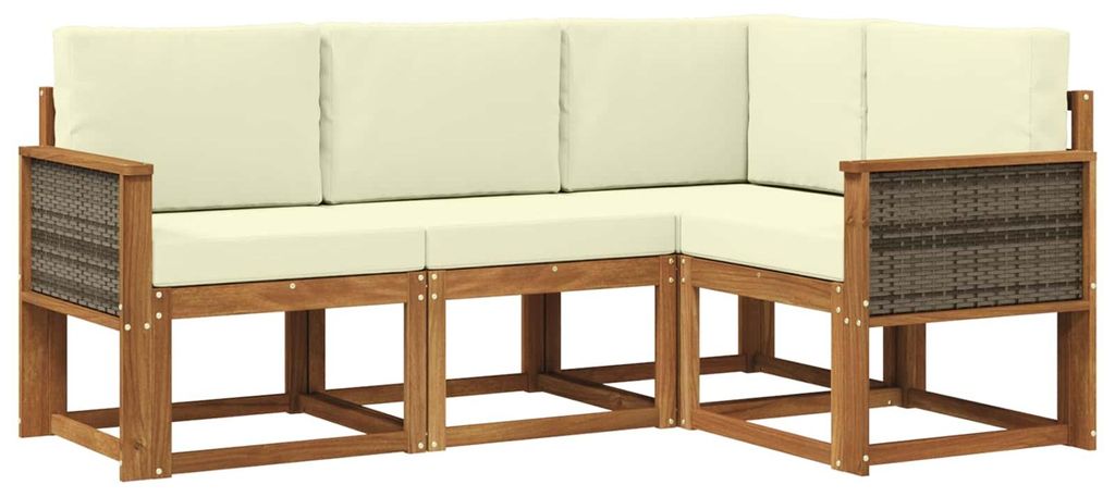 vidaXL Outdoor-Sofagarnitur 4 pcs Natur und Creme Polyester