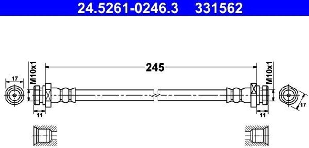 ATE 24.5261-0246.3 Bremsschlauch Hinten Rechts für HYUNDAI i10 (PA) i10 (IA)