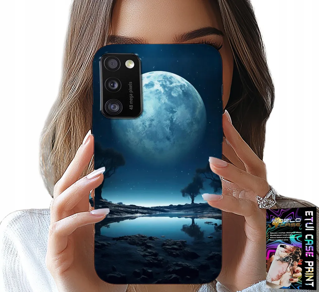 Set Custodia Artistica Luna Piena per Samsung A41 con Vetro Protettivo