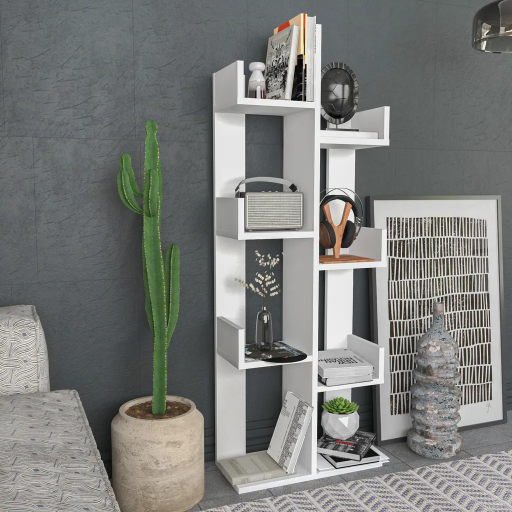 Bibliothèque compacte blanche Luisa 137 cm : solution gain de place déco - 2