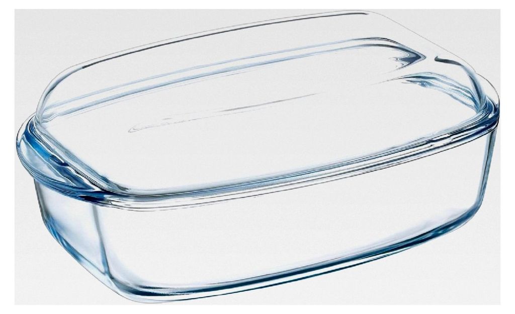 Auflaufform mit Deckel 7L, rechteckig, temperaturbeständig von -40°C bis +300°C, Glas, spülmaschinengeeignet
