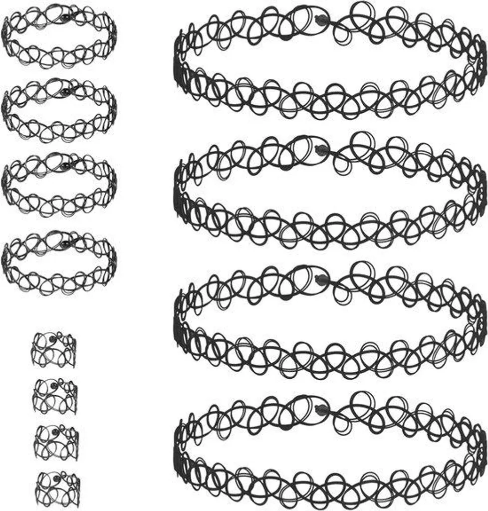 Colliers ras-du-cou tattoo stretch noirs - Bijoux fantaisie extensibles