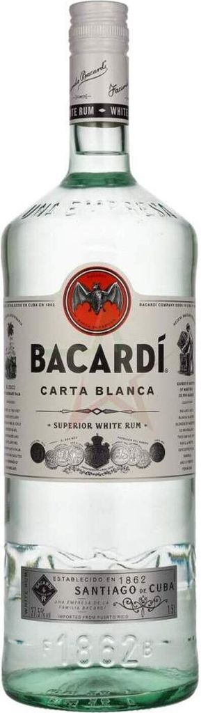 Bacardi Ron Carta Blanca Superior White Rum 37,50 % 1,50 Liter