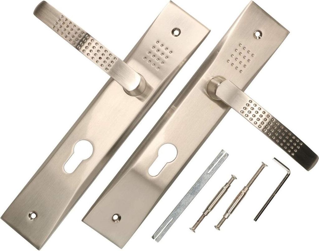 KOTARBAU Türdrücker 72 mm PZ Türgriff Satin Türbeschlag Türklinke Drückergarnitur Langschild Türdrückergarnitur Innentür Außentür Handgr...