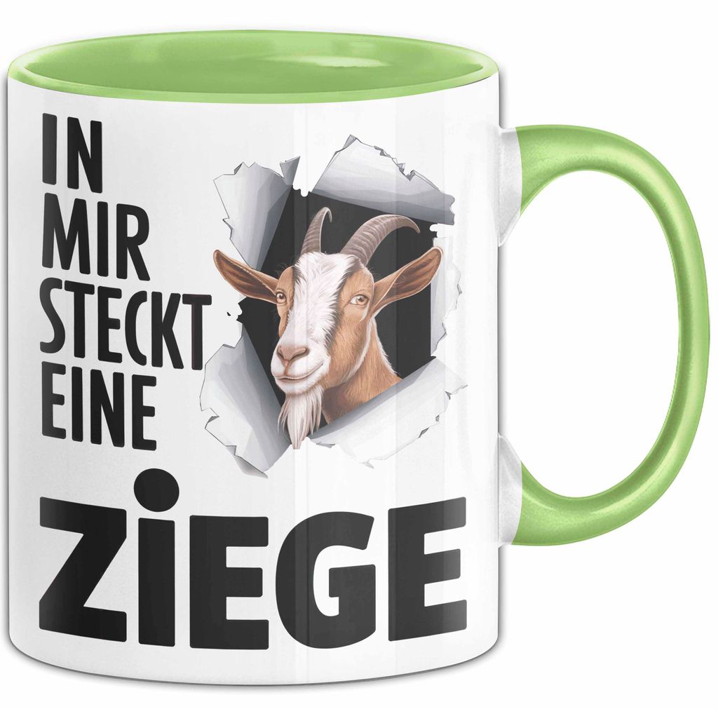 Ziegenbauer Ziegen Tier Tasse Geschenk Lustige Geschenkidee Spruch In Mir Steckt Eine Ziege (Grün)
