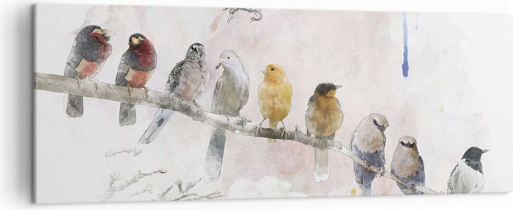Bild auf Leinwand - Leinwandbild - Einteilig - Vögel Kanarienvogel Zweig - 140x50cm - Wand Bild - Wanddeko - Wandbilder - Leinwanddruck - Bilder -...