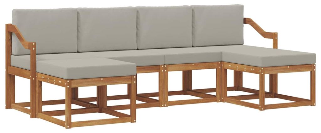 vidaXL Outdoor-Sofagarnitur mit Kissen 6 pcs Natürlich und Hellgrau