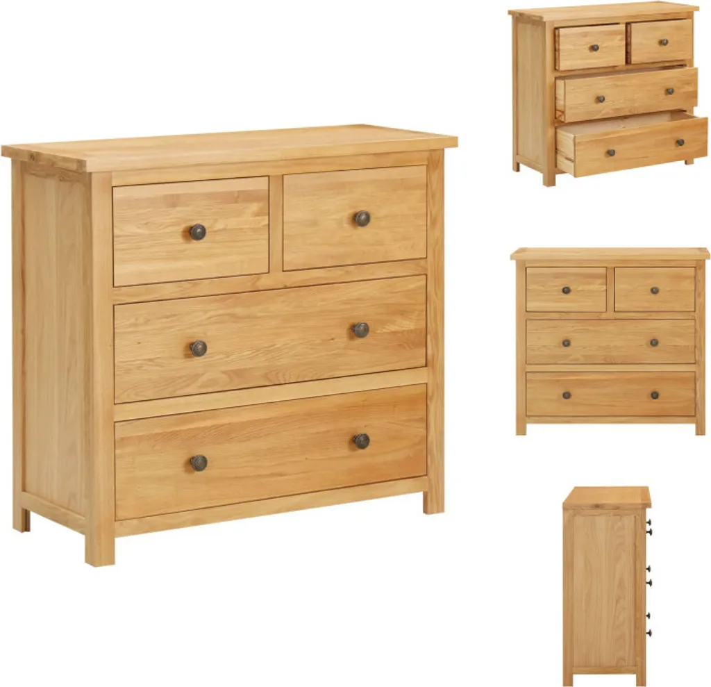 vidaXL Commode 80x35x75 cm en Chêne Massif - Buffet Bas Robuste Naturel