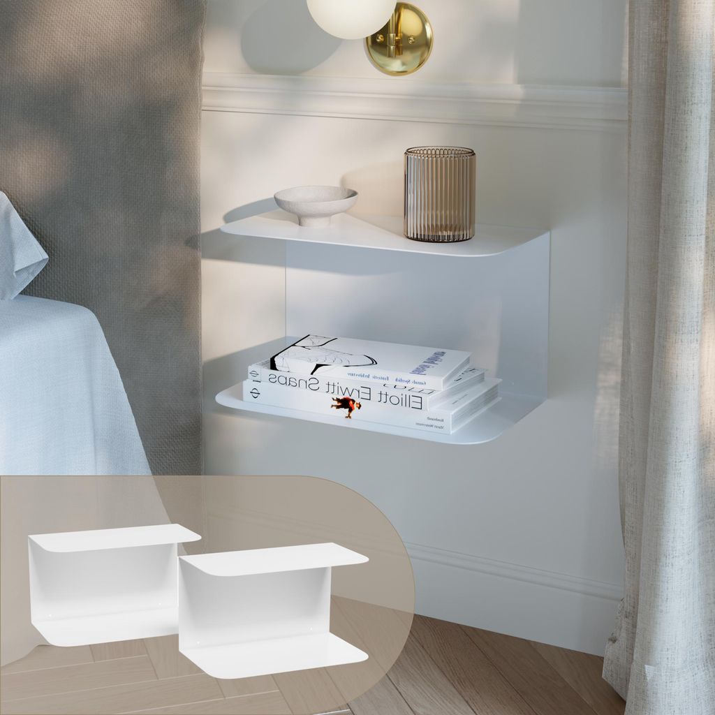 Wandnachttisch 2er Set 'Notodden' Stahl 40 x 23 x 23 cm Weiß