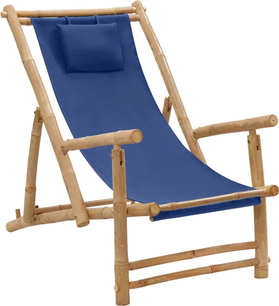 Maison Exclusive - Liegestuhl Bambus und Canvas Marineblau