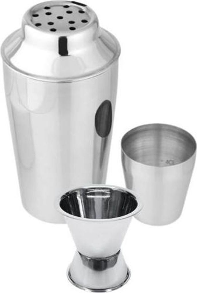 Cocktail Shaker Set, Edelstahl 400 ml, Messbecher 2 cl und 4 cl, Fackelmann Bar Concept