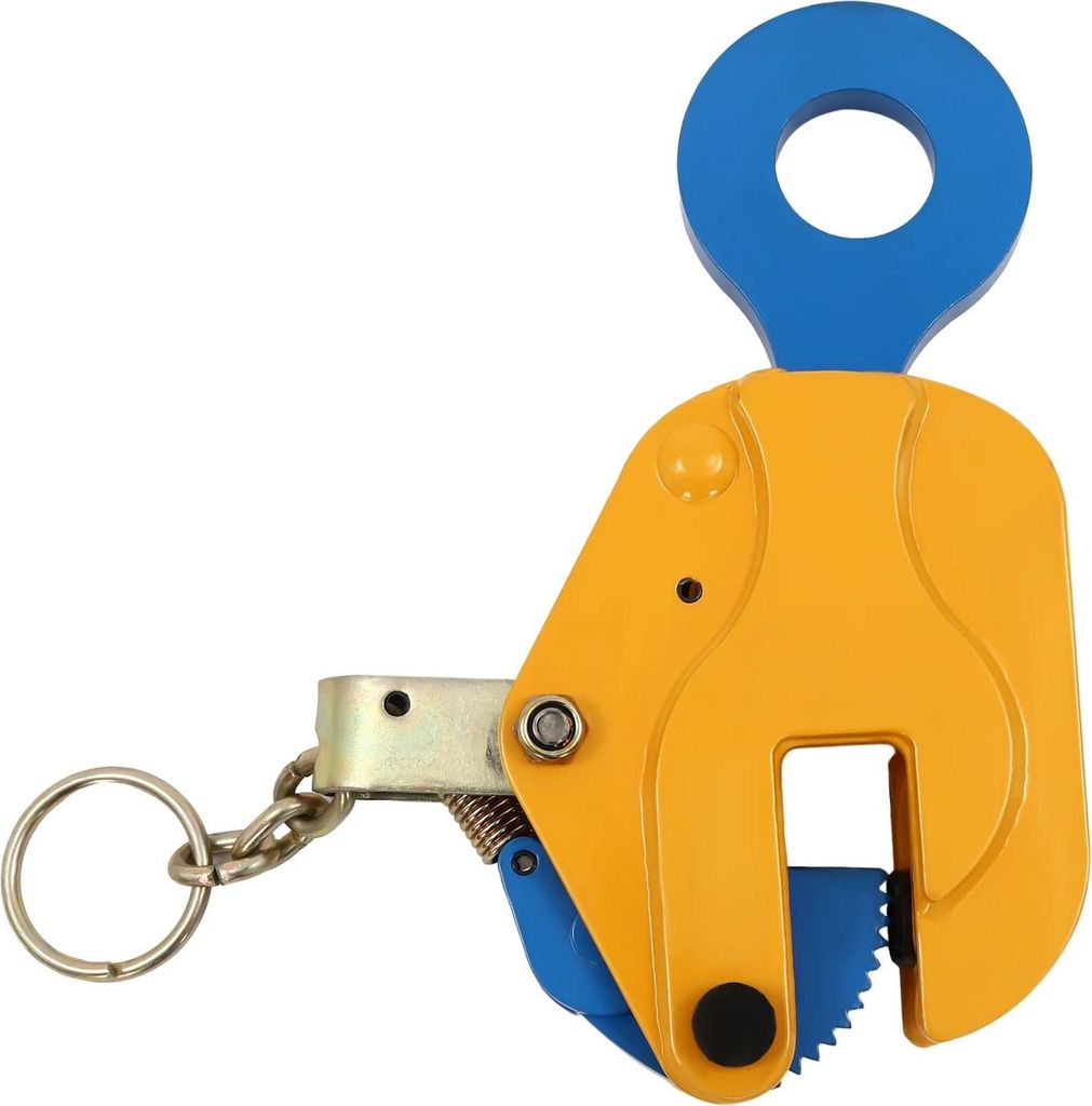 Platten-Hebeklemme - Vertikal - 1 t Tragfähigkeit - Maulöffnung 0–20 mm - Legierter Stahl - Für Metallbleche - Blau