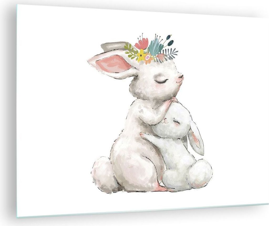 Bilder auf glas - Einteilig - Kaninchen Hase Kinder - 70x50cm - Glasbilder - Wandbilder - Bilder - zum Aufhängen bereit - Wanddekoration aus Glas ...