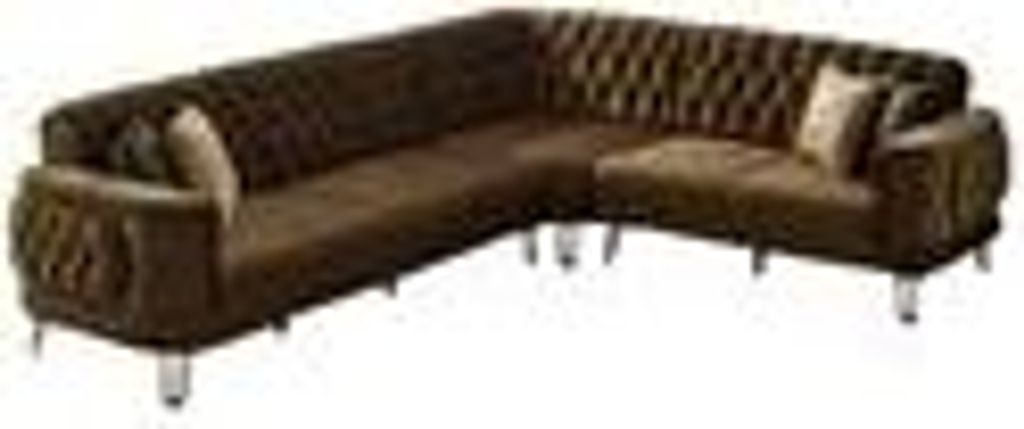Mars Ecksofa Farbe:Braun, Füße:Metall-Gold, Langer Schenkel:Links, inkl. Kissen