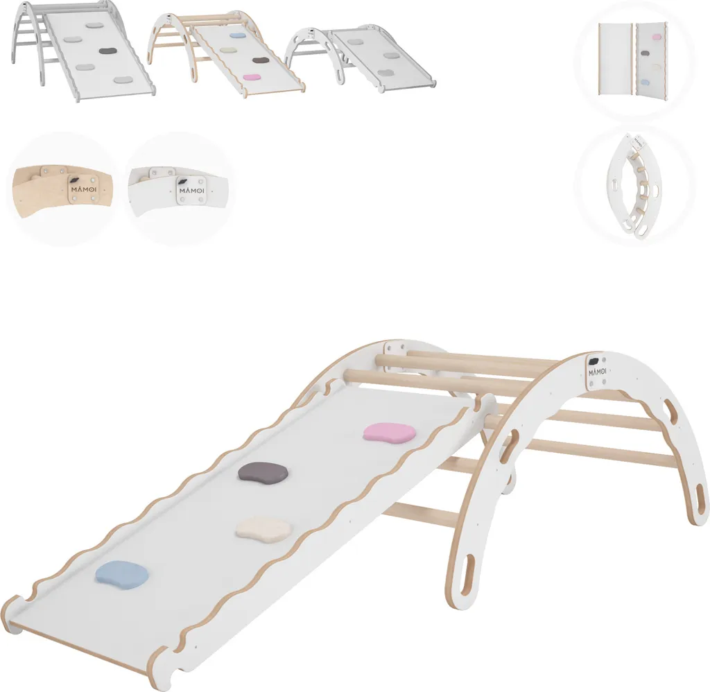 Aire de jeux intérieure bois : escalade et toboggan pour tout-petit