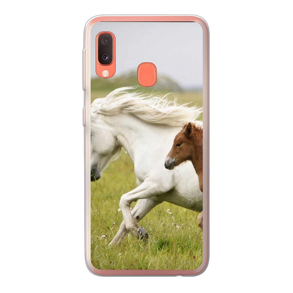 MuchoWow Handyhülle Schutzhülle Hülle für Samsung Galaxy A20e Pferde - Tiere - Gras Silikon Softcase Handy Hülle - Abdeckung