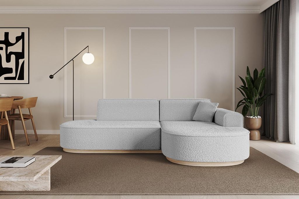 ALTDECOR Ecksofa in L-Form MARI-L1-v1 - 243x171x83 cm Hellgrau - Corner Sofa Bett Eckcouch Couch Wohnlandschaft Cauchsofa