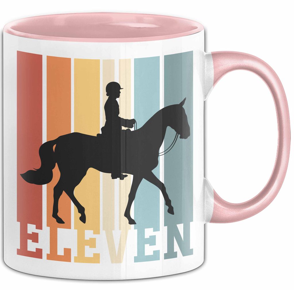 Tasse Geschenk Eleven Retro Pferd Spruch Lustiger Becher (Rosa)