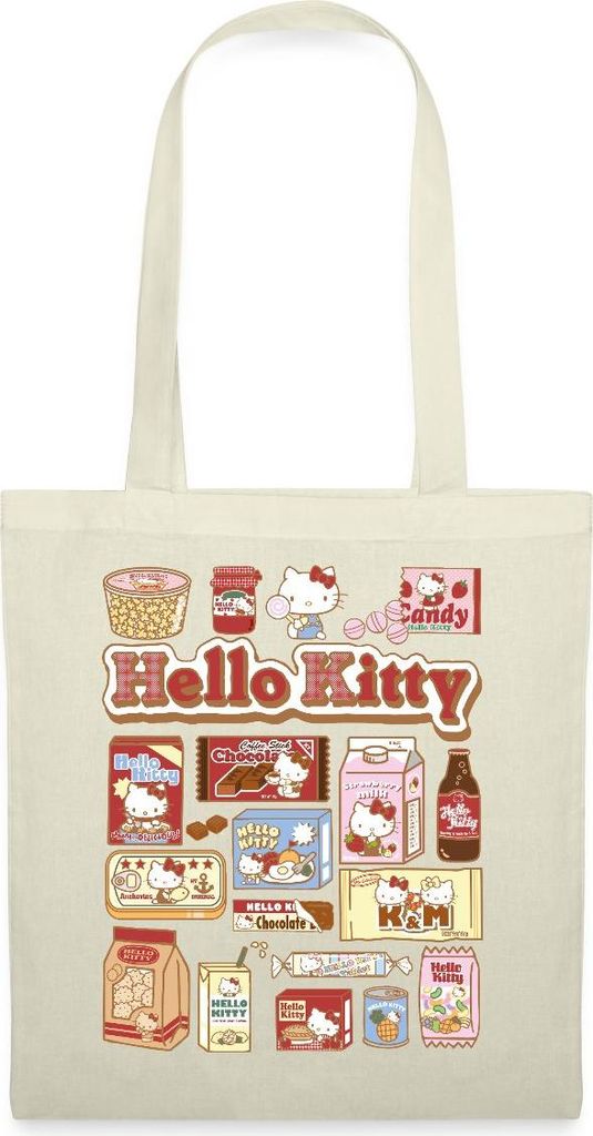 Spreadshirt Hello Kitty Snack Collage Stoffbeutel, One size, Natur