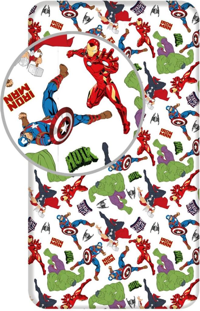 Marvel Avengers Spannbettuch  Hulk, Flash Iron man- Einzel Produktbild 
