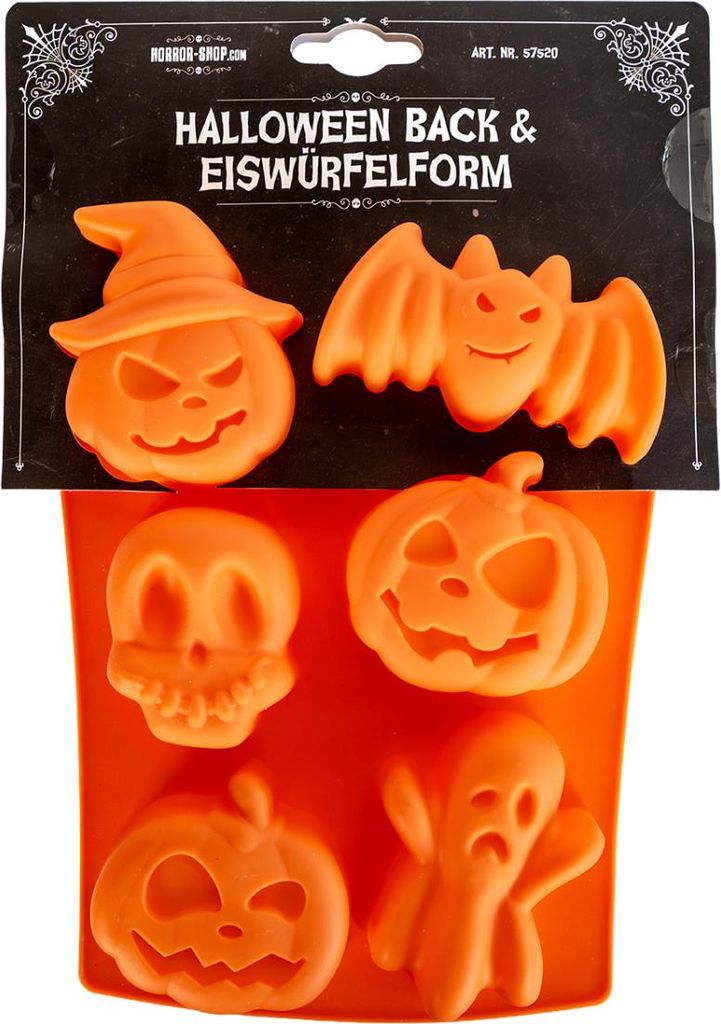 Halloween Back & Eiswürfelform mit 6 Motiven als Küchenutensil