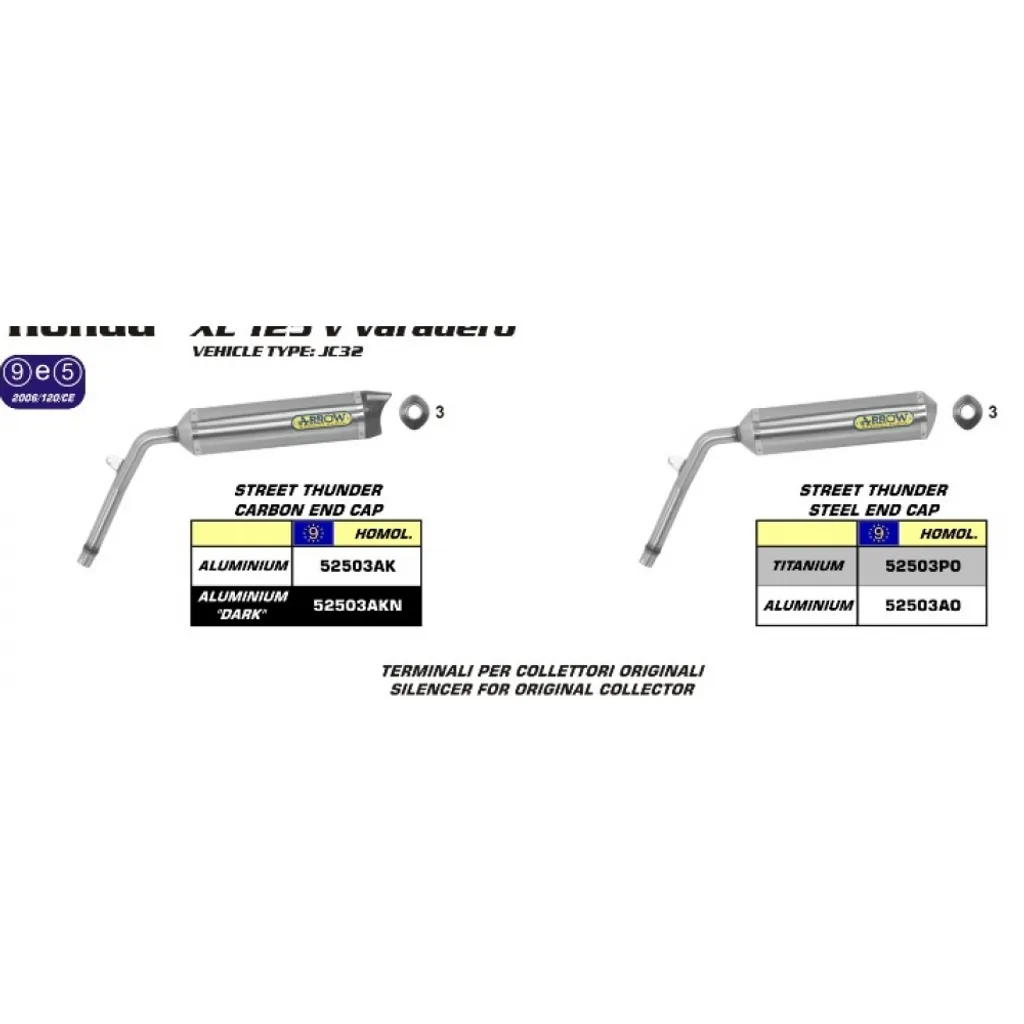 Silencieux Arrow Thunder titane pour moto Honda XL 125 V Varadero - 3