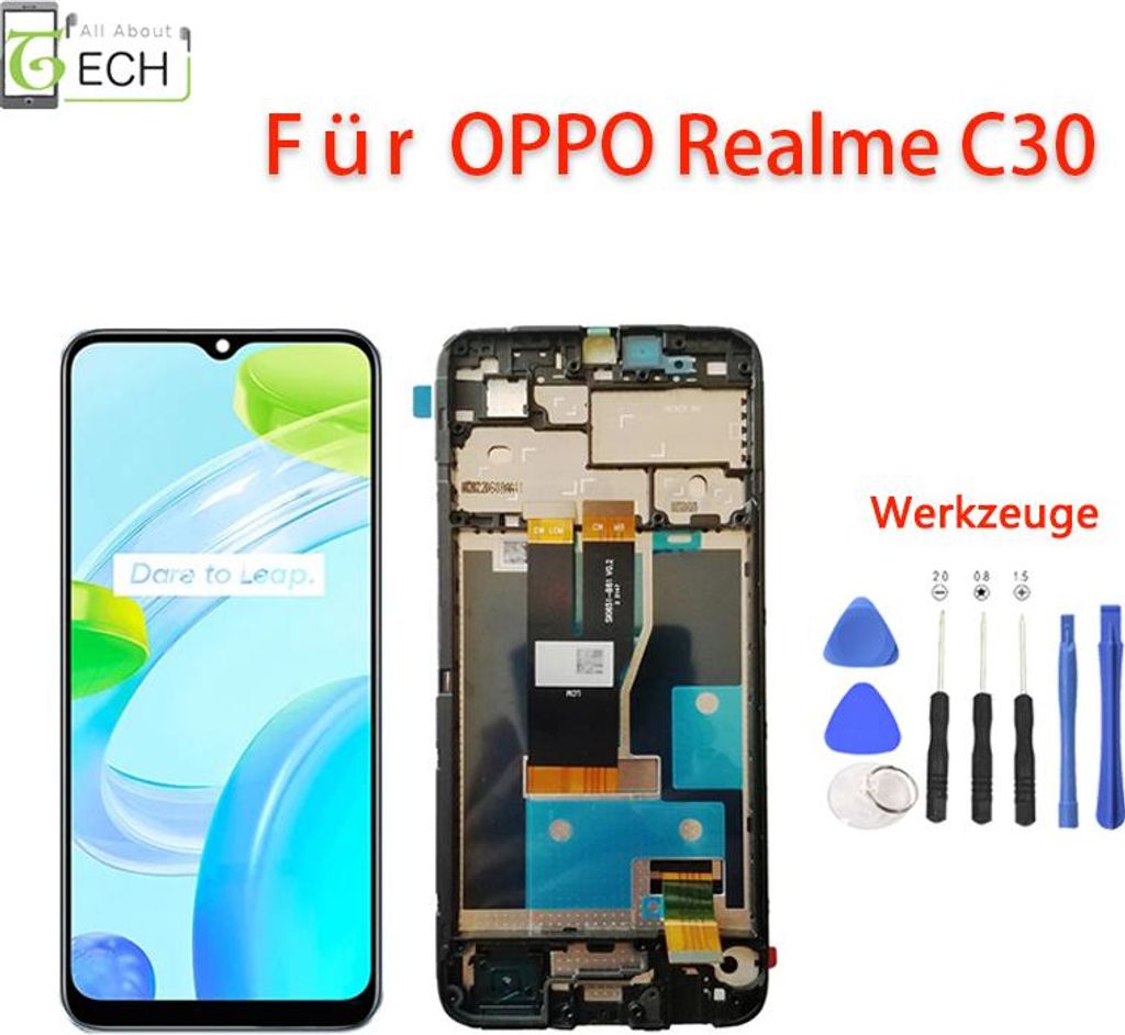 Für Oppo Realme C30 LCD Display mit Rahmen Touch Screen Bildschirm Werkzeuge ...