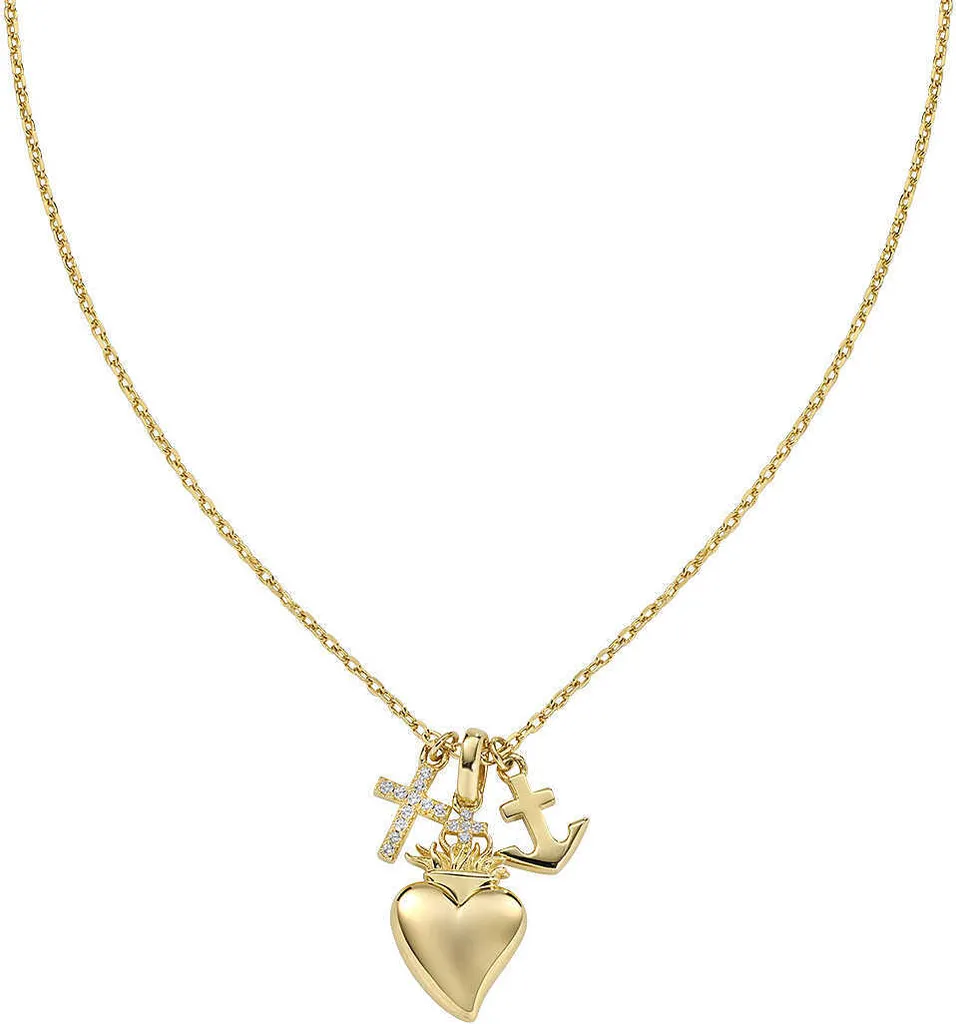Collana Fede Oro Con Ciondolo Montagna E Semi Di Senape - Gioiello Cristiano Per Donna