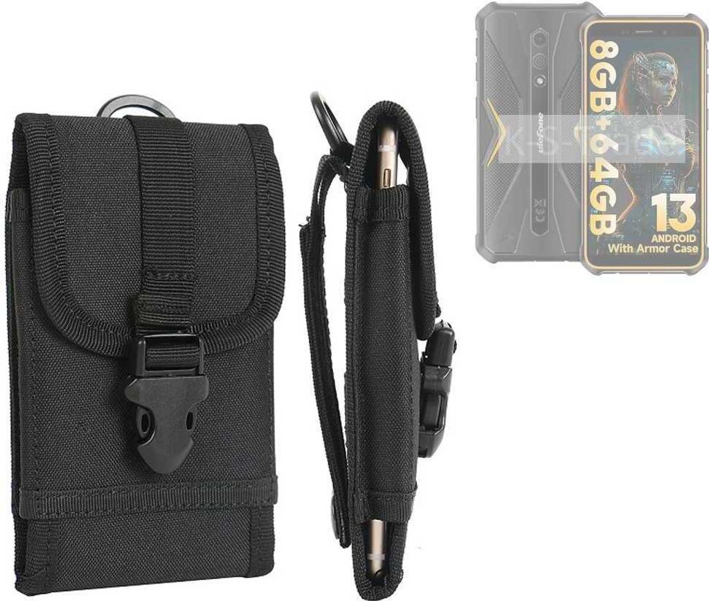 K-S-Trade Holster Handy Hülle kompatibel mit Ulefone Armor X12 Pro Holster Handytasche Gürtel Tasche Schutz Hülle Robust Outdoor schwarz