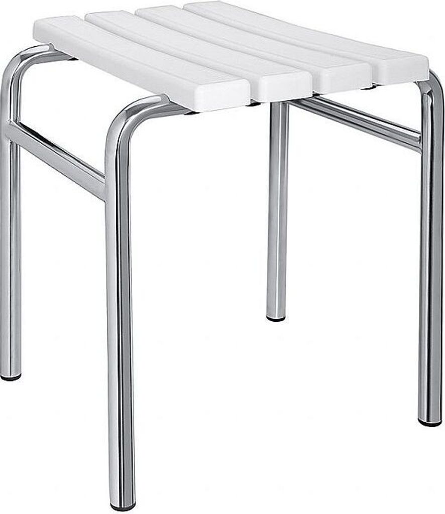 BELP Hocker Edelstahl Kunststoff poliert 440x450x400 mm, 150 kg Traglast für Bad & WC >> Freistehend anwendbar