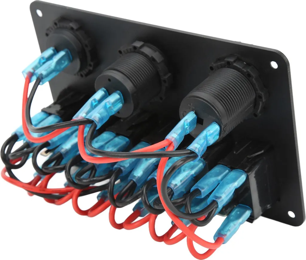 Panneau Commande Bateau Camping-Car 6 Interrupteurs USB Voltmètre Bleu - 3