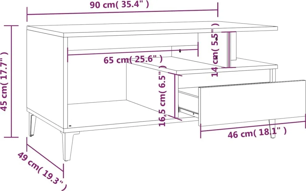 Tavolino Basso SYFAX Rovere Sonoma 90cm - Eleganza per il tuo Living - 9