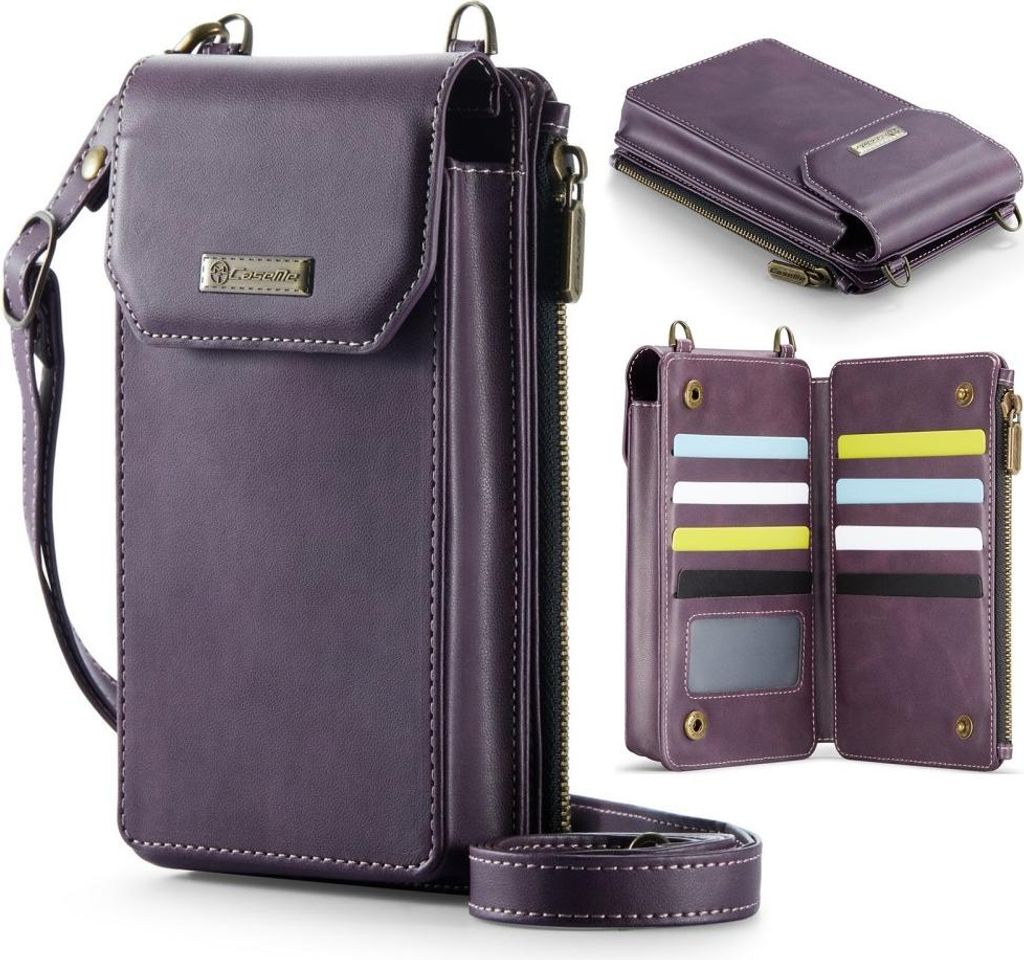 CaseMe Me40 Crossbody Handytasche mit Kartenhalter und Handykette - Universelle Hülle - Violett