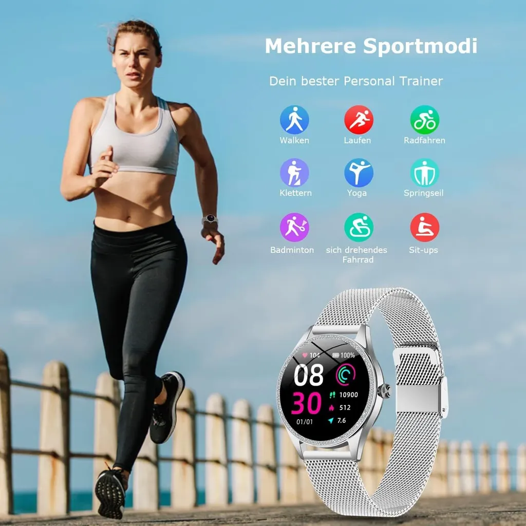 Regalo Ideale Smartwatch Donna Argento - Orologio Elegante con Salute - 6