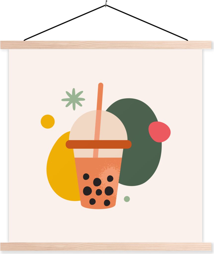 MuchoWow Textilposter Sommer - Getränk - Abstrakt 40x40 cm mit holzfarbenen Rahmen - Posterleiste