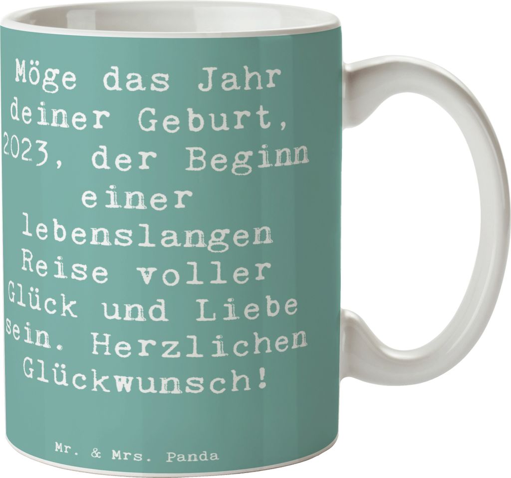 Mr. & Mrs. Panda Teetasse Spruch 2023 Geburtstag - Meeresbrise - Geschenk, Besondere Person, Keramiktasse, Geburtstagsgeschenke, Happy Birthday, Be...