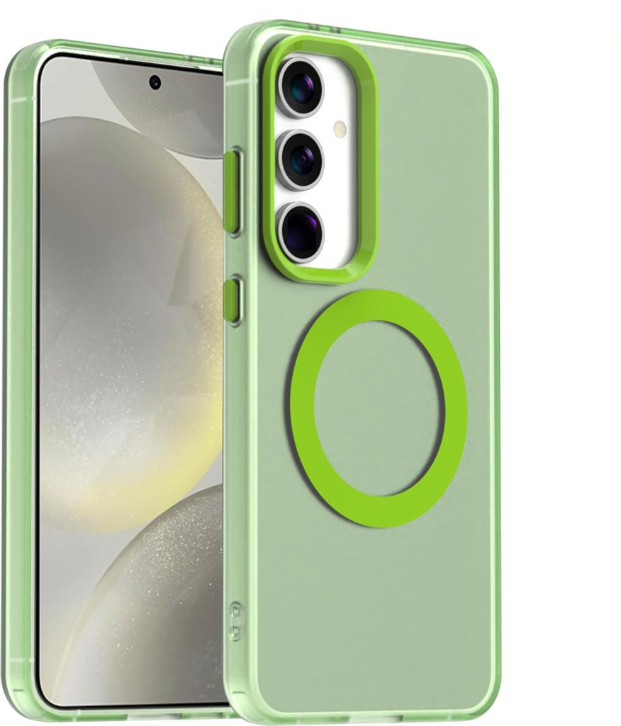 Handyhülle für Samsung Galaxy S25, Hülle Kompatibel mit MagSafe, Schlank Durchscheinend Matt Stoßfest Schutzhülle Grün