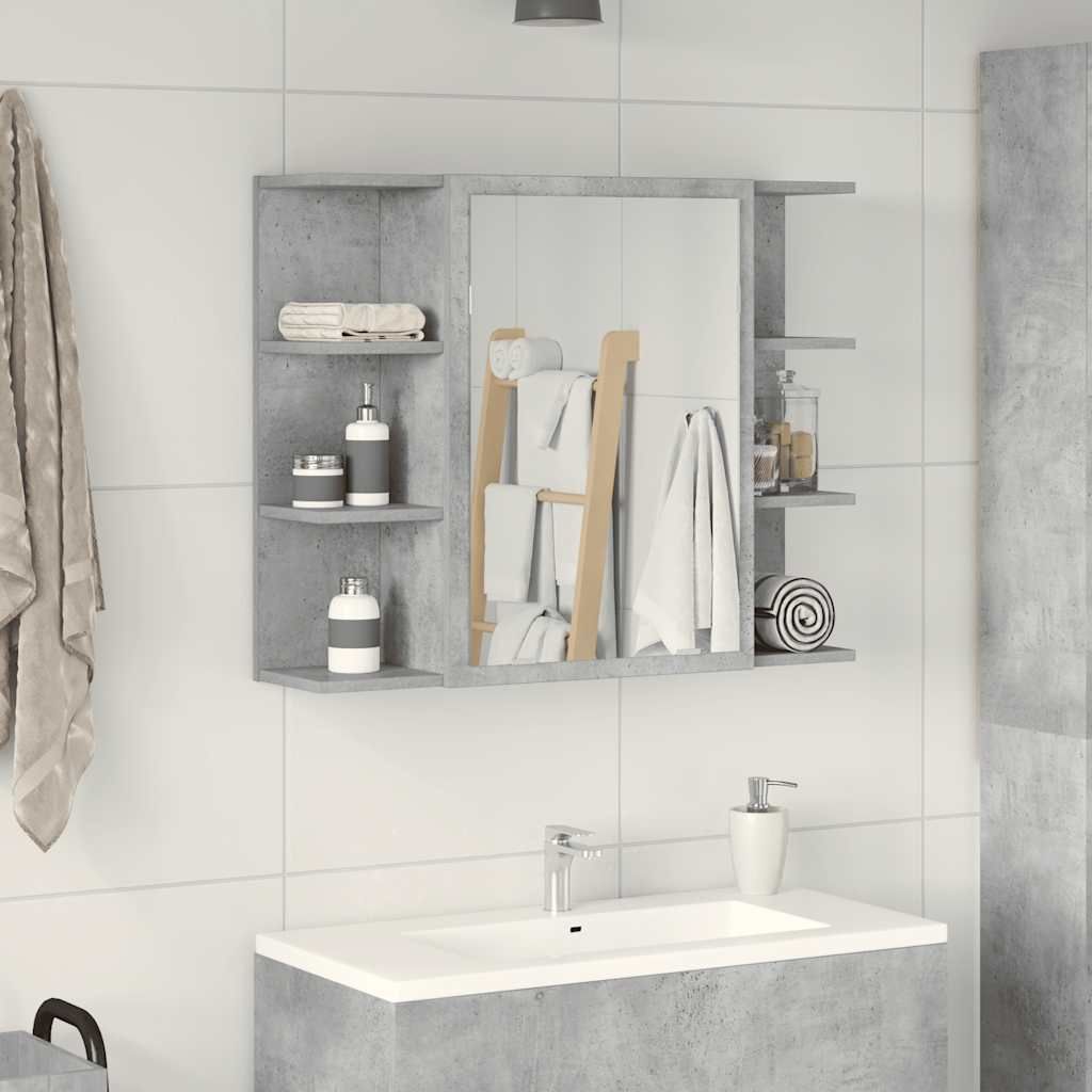 "2026 Aktion"Bad-Spiegelschrank Modernes Design - Badezimmerschrank Badmöbel - Betongrau 80x20,5x64 cm Holzwerkstoff DEMöbel 5271990