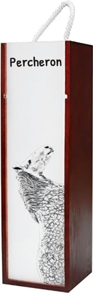 Percheron - Weinkiste mit Pferd, Alkoholkiste mit Grafik, personalisierte Geschenkbox der Marke Art-Dog