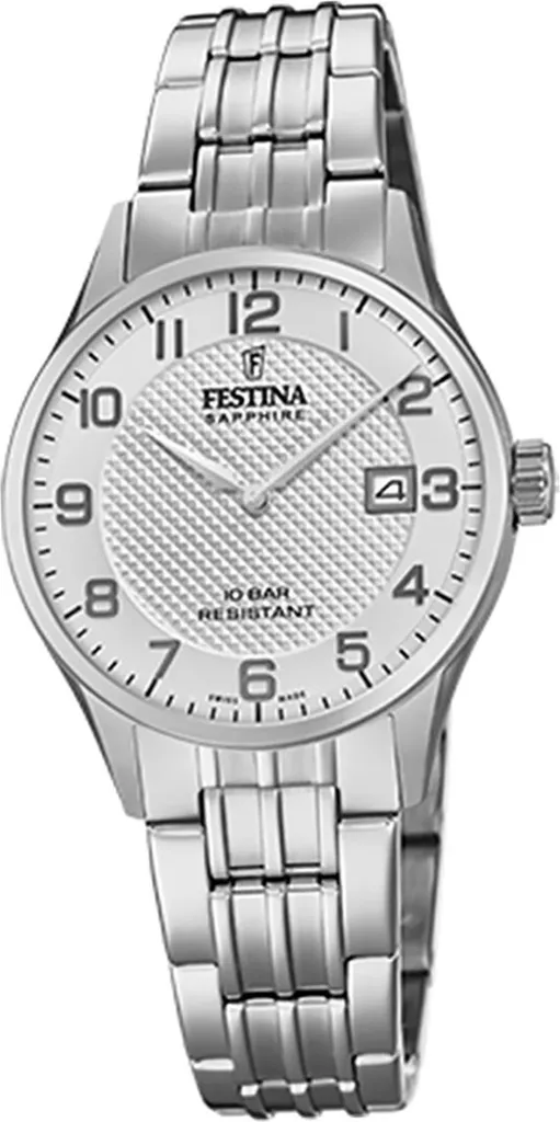 Montre femme Swiss Made Festina F20006/1 en acier verre saphir argent
