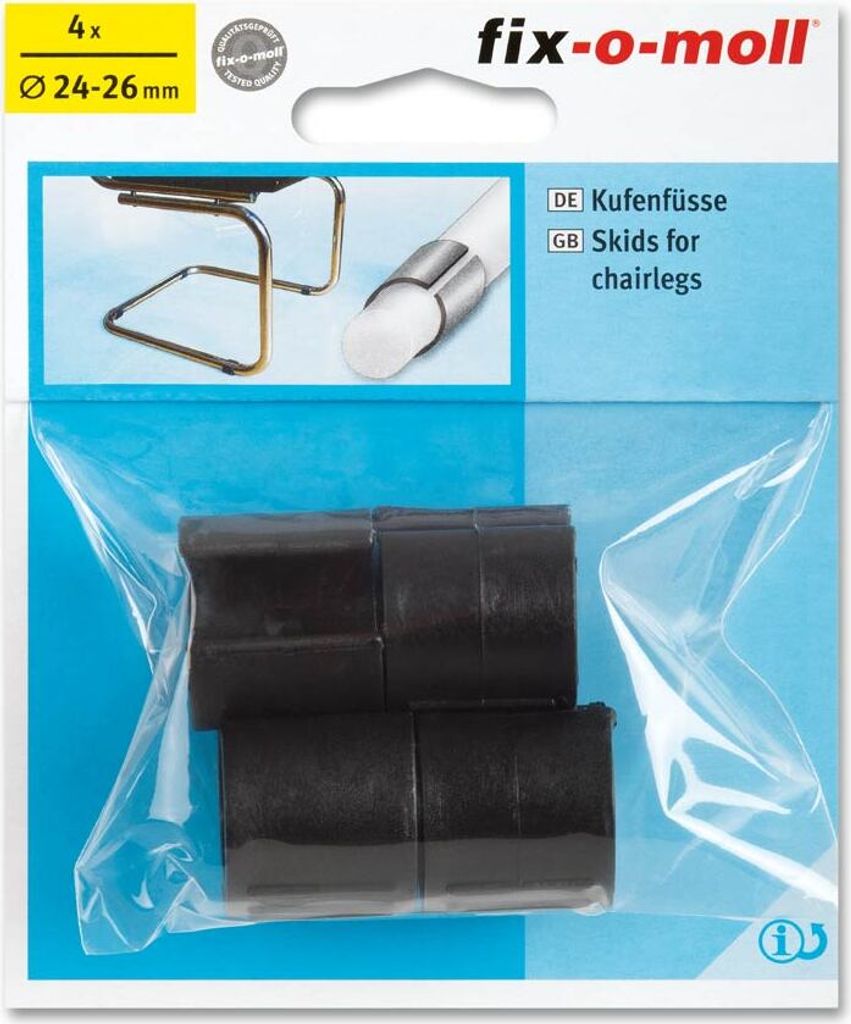 Fix-o-moll Stuhlbein-Endstück Tubularo2426mm4EndstückeStabförmigschwarz75mm - Fix-o-moll