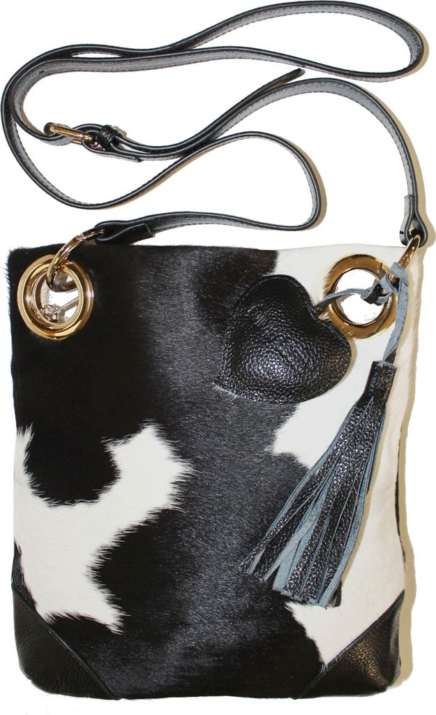Damen Hand Tasche Weiss Schwarz Leder 25x7x28cm Bowatex