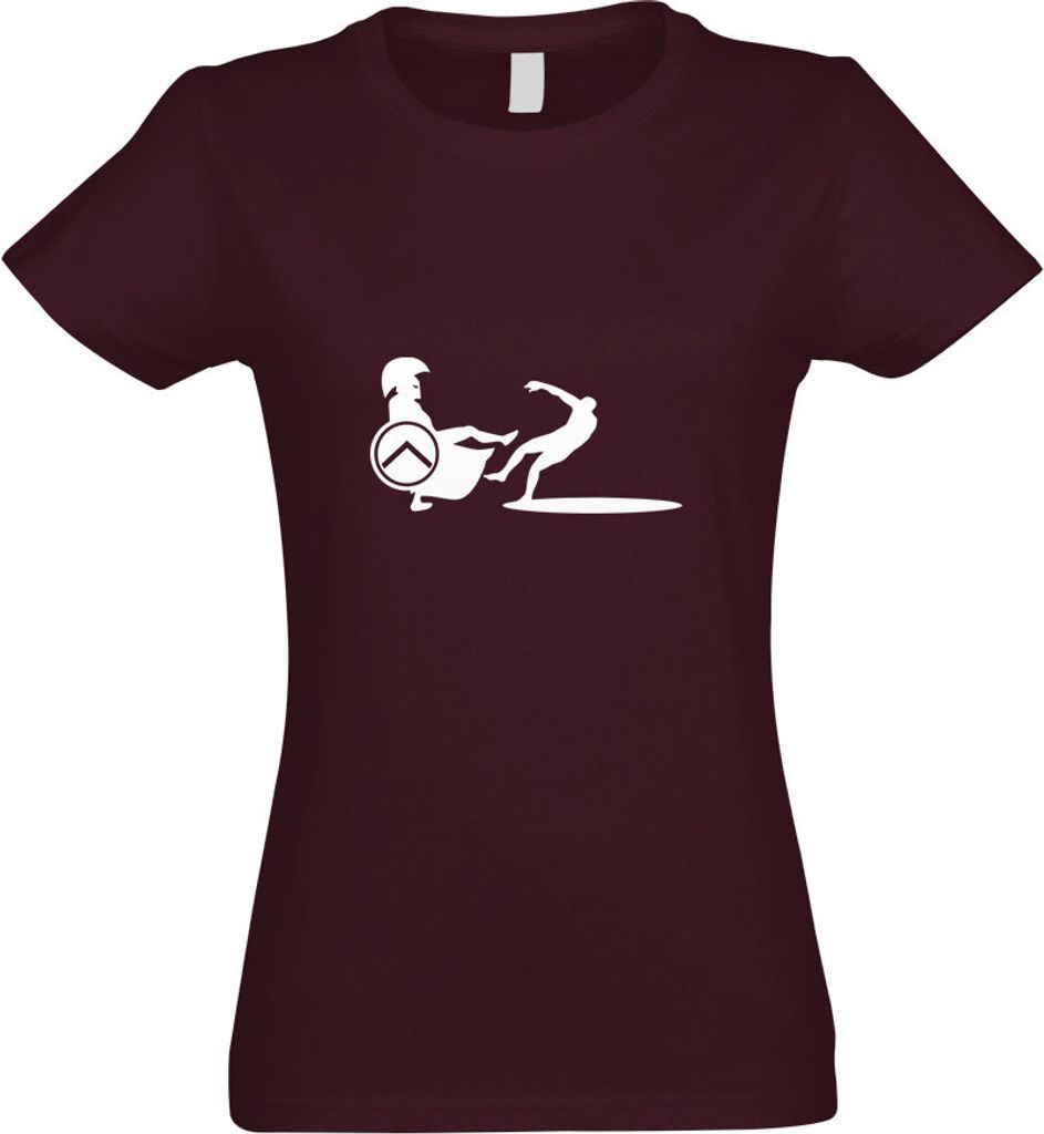 Kiwistar - T-Shirt tailliert - Damen - Burgund - Spartaner Sparta Kämpfer II - mit Motiv Bedruckt - Funshirt Design - Sport - Freizeit - Damen - M